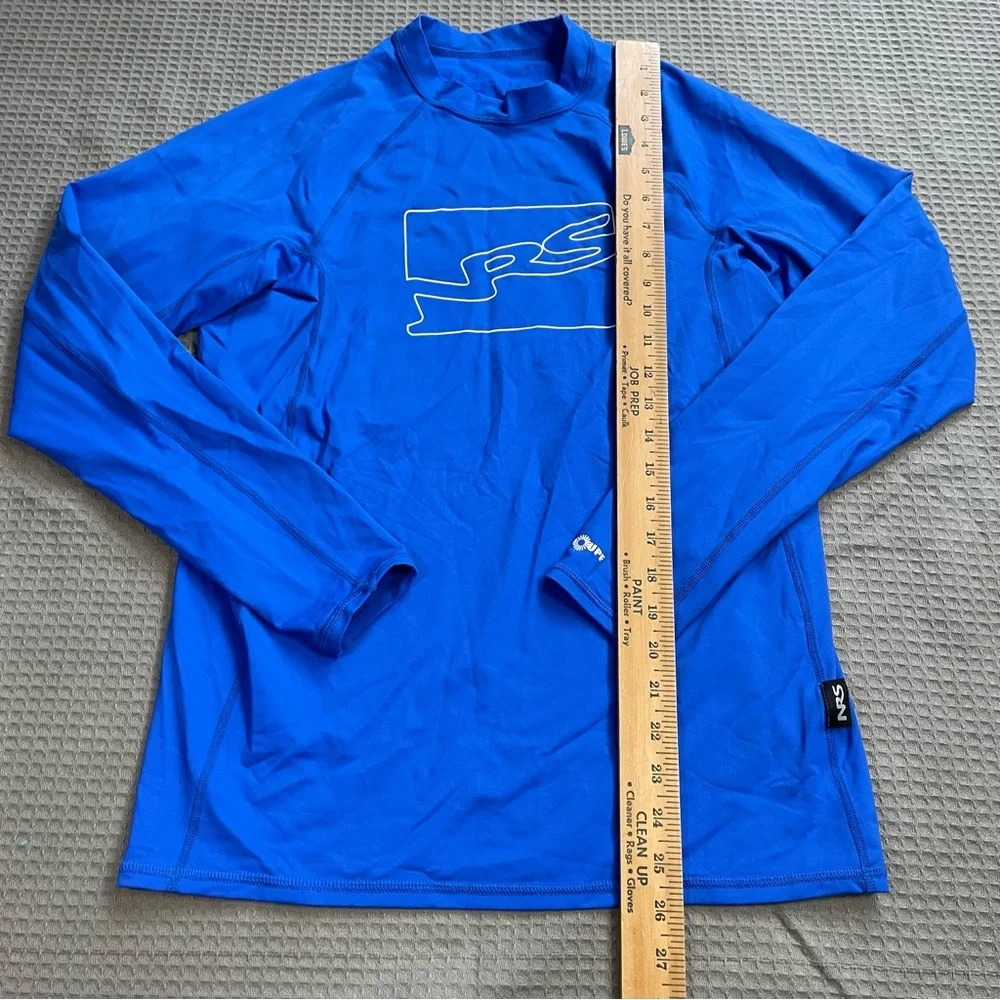 NRS HydroSilk Long Sleeve Rash Guard Swim Shirt Large Men’s Blue Fitted UPF